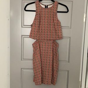Geometric Print Cutout Dress